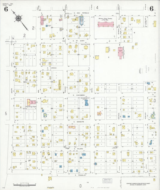 Sanborn Fire Insurance Map from Mathis, San Patricio County, Texas (1950), Sheet #0006 - Historic Sanborn Fire Insurance Map Print, vintage old map wall art, antique decor, genealogy gift, Texas Texas map
