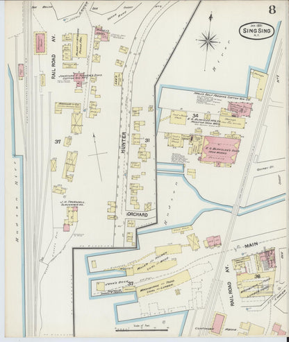 Sanborn Fire Insurance Map from Sing Sing, Westchester County, New York (1891), Sheet #0008 - Historic Sanborn Fire Insurance Map Print, vintage old map wall art, antique decor, genealogy gift, New York New York map
