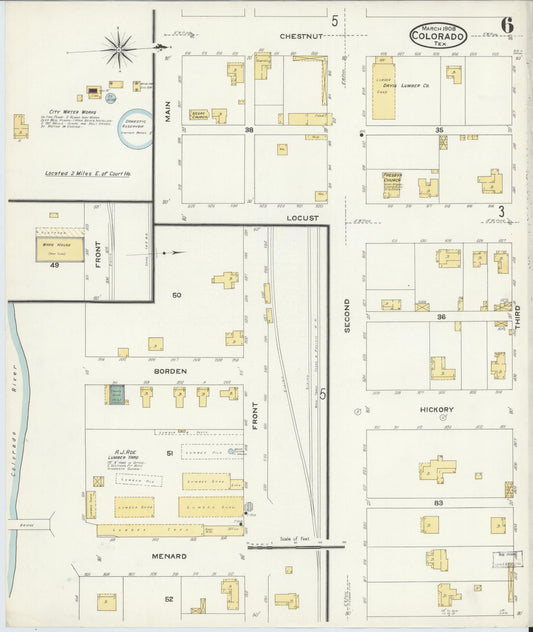 Sanborn Fire Insurance Map from Colorado, Mitchell County, Texas (1908), Sheet #0006 - Historic Sanborn Fire Insurance Map Print, vintage old map wall art, antique decor, genealogy gift, Texas Texas map