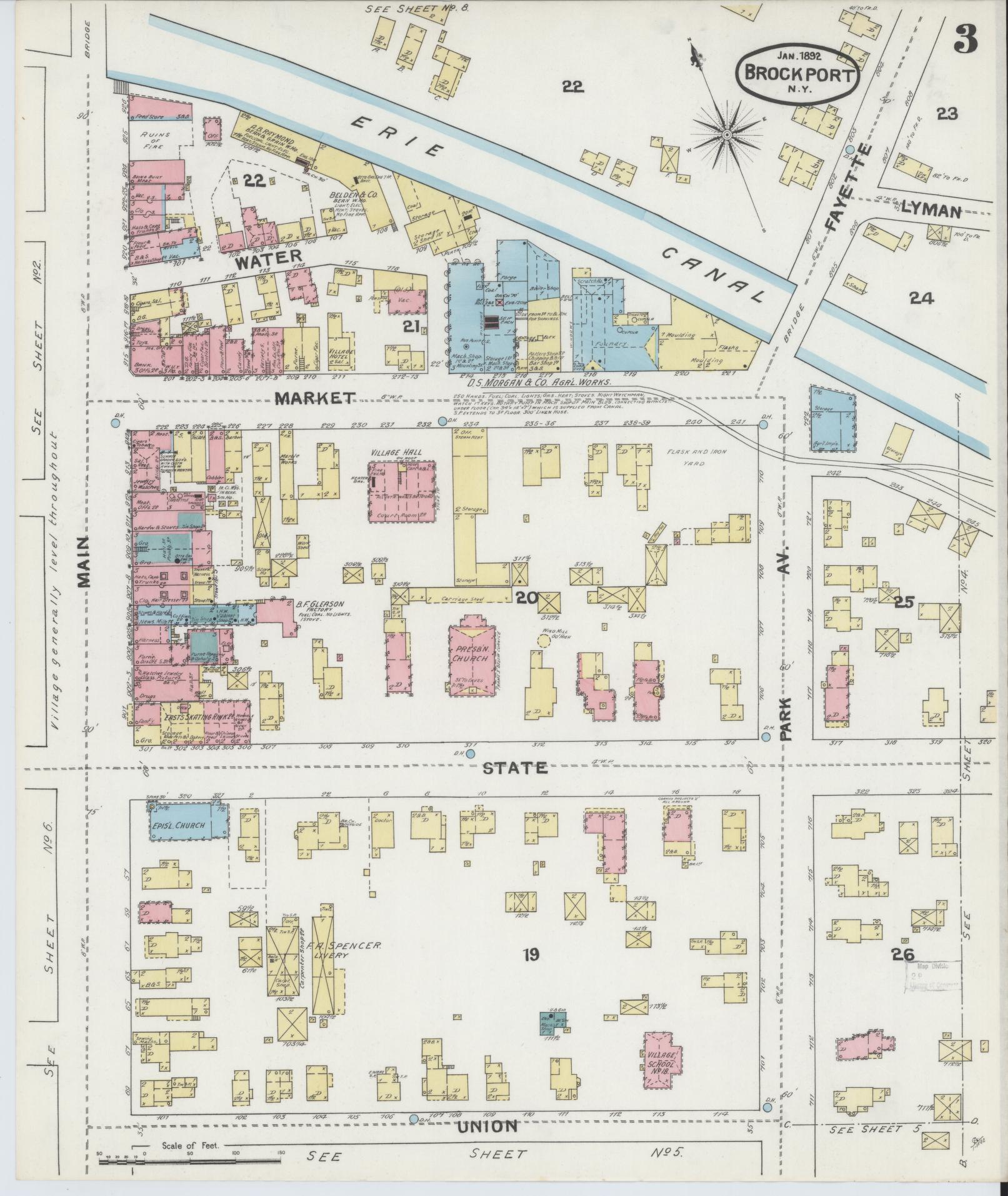 Sanborn Fire Insurance Map from Brockport, Monroe County, New York (1892), Sheet #0003 - Complete Map Set gallery image, historic Sanborn map, vintage wall art, New York New York