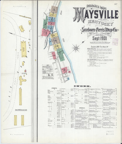 Sanborn Fire Insurance Map from Maysville, Mason County, Kentucky (1901), Sheet #0001 - Complete Map Set gallery image, historic Sanborn map, vintage wall art, Kentucky Kentucky