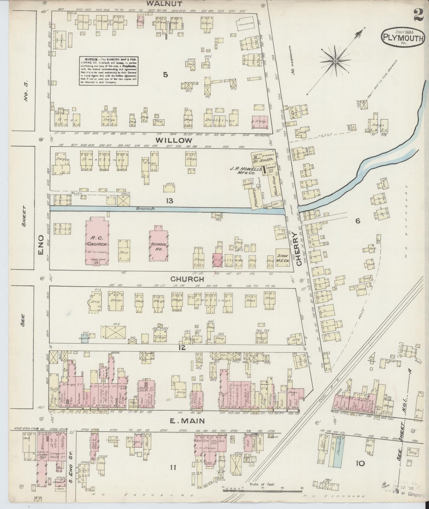 Sanborn Fire Insurance Map from Plymouth, Luzerne County, Pennsylvania (1884), Sheet #0002 - Complete Map Set gallery image, historic Sanborn map, vintage wall art, Pennsylvania Pennsylvania