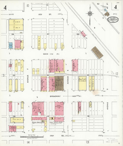 Sanborn Fire Insurance Map from Lubbock, Lubbock County, Texas (1926), Sheet #0004 - Complete Map Set gallery image, historic Sanborn map, vintage wall art, Texas Texas
