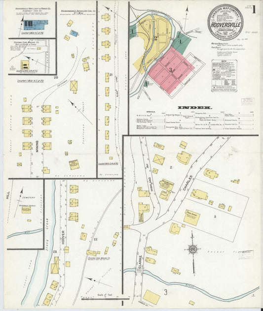 Sanborn Fire Insurance Map from Hooversville, Somerset County, Pennsylvania (1911), Sheet #0001 - Complete Map Set gallery image, historic Sanborn map, vintage wall art, Pennsylvania Pennsylvania