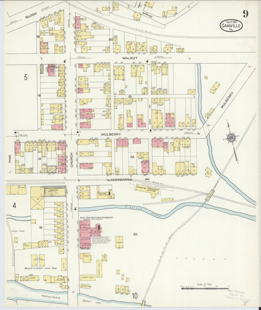 Sanborn Fire Insurance Map from Danville, Montour County, Pennsylvania (1913), Sheet #0009 - Historic Sanborn Fire Insurance Map Print, vintage old map wall art, antique decor, genealogy gift, Pennsylvania Pennsylvania map