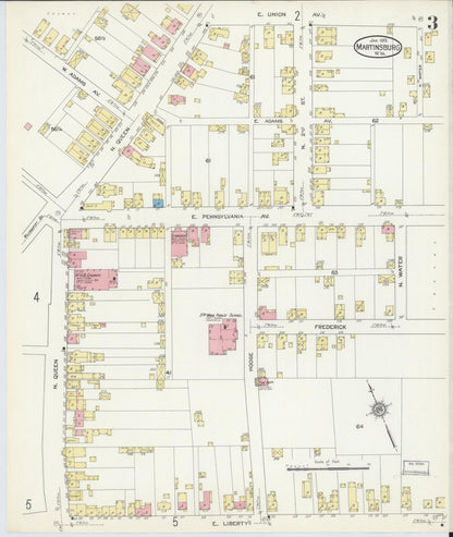 Sanborn Fire Insurance Map from Martinsburg, Berkeley County, West Virginia (1913), Sheet #0003 - Complete Map Set gallery image, historic Sanborn map, vintage wall art, West Virginia West Virginia