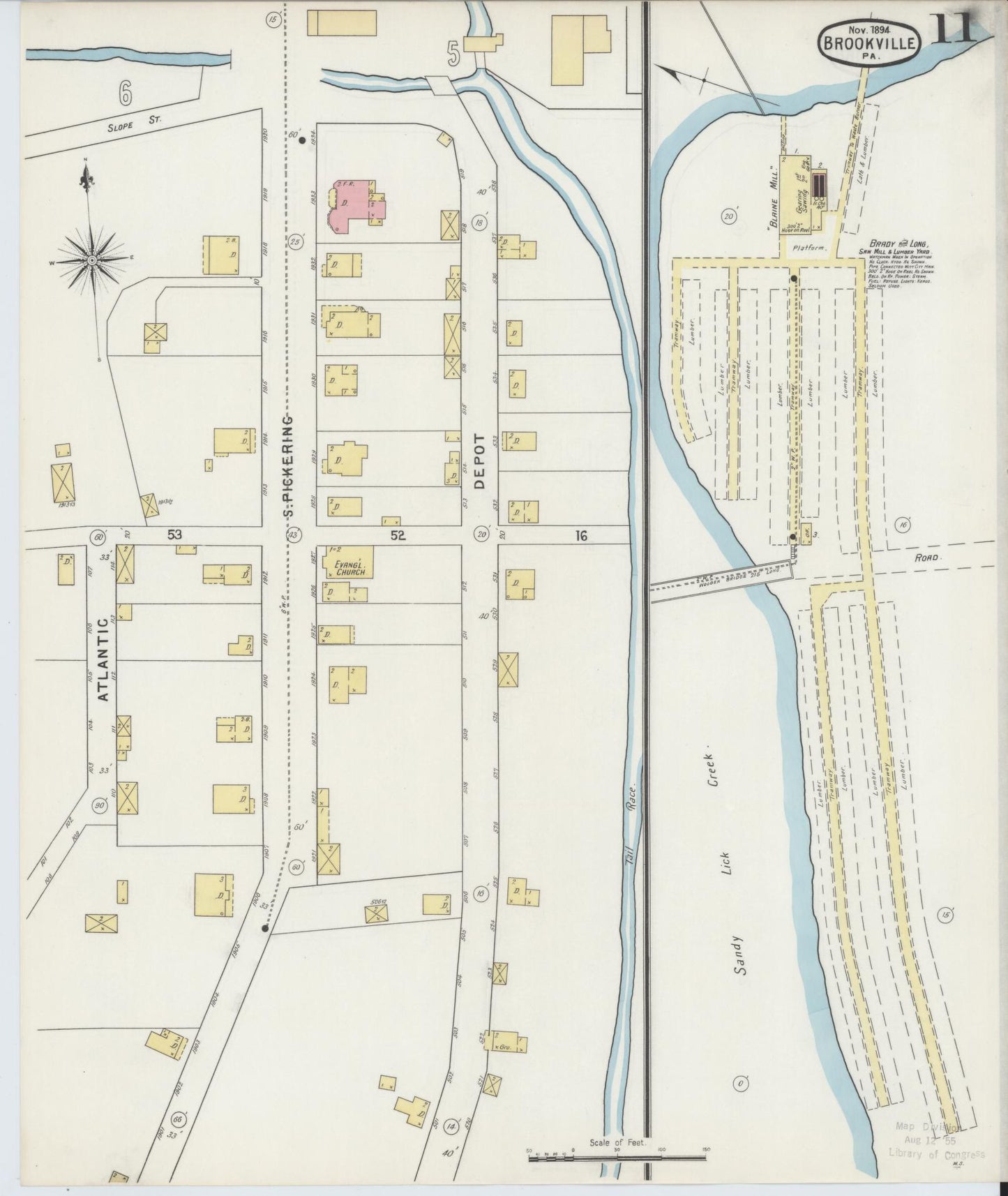 Sanborn Fire Insurance Map from Brookville, Jefferson County, Pennsylvania (1894), Sheet #0011 - Historic Sanborn Fire Insurance Map Print, vintage old map wall art, antique decor, genealogy gift, Pennsylvania Pennsylvania map