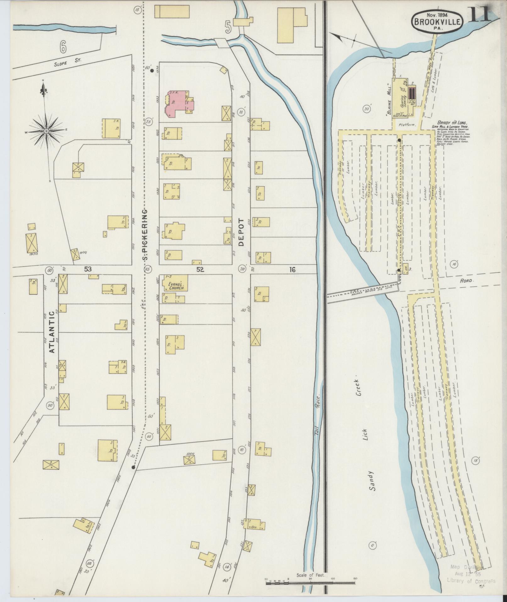 Sanborn Fire Insurance Map from Brookville, Jefferson County, Pennsylvania (1894), Sheet #0011 - Historic Sanborn Fire Insurance Map Print, vintage old map wall art, antique decor, genealogy gift, Pennsylvania Pennsylvania map