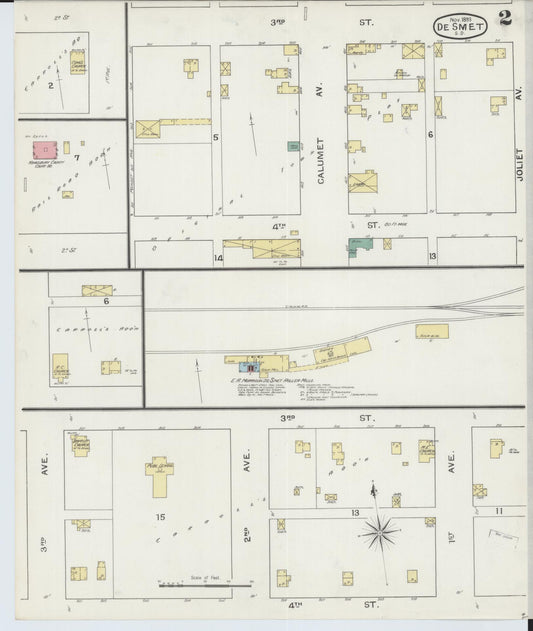 Sanborn Fire Insurance Map from De Smet, Kingsbury County, South Dakota (1893), Sheet #0002 - Historic Sanborn Fire Insurance Map Print, vintage old map wall art, antique decor, genealogy gift, South Dakota South Dakota map