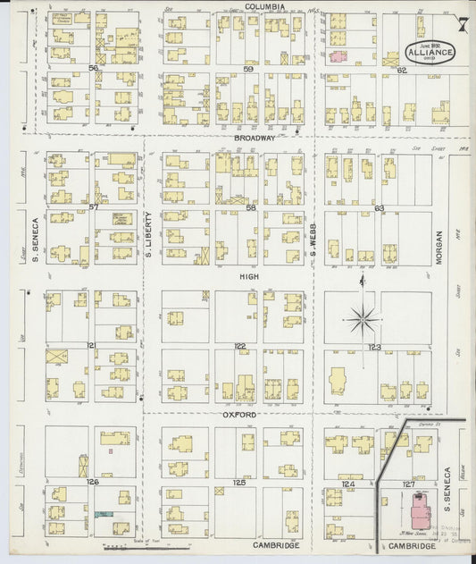 Sanborn Fire Insurance Map from Alliance, Stark County, Ohio (1892), Sheet #0007 - Historic Sanborn Fire Insurance Map Print, vintage old map wall art, antique decor, genealogy gift, Ohio Ohio map