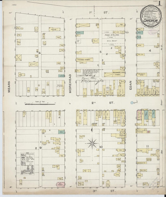 Sanborn Fire Insurance Map from Chadron, Dawes County, Nebraska (1887), Sheet #0001 - Historic Sanborn Fire Insurance Map Print, vintage old map wall art, antique decor, genealogy gift, Nebraska Nebraska map