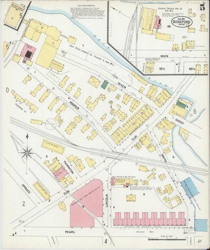 Sanborn Fire Insurance Map from Biddeford, York County, Maine (1901), Sheet #0005 - Complete Map Set gallery image, historic Sanborn map, vintage wall art, Maine Maine
