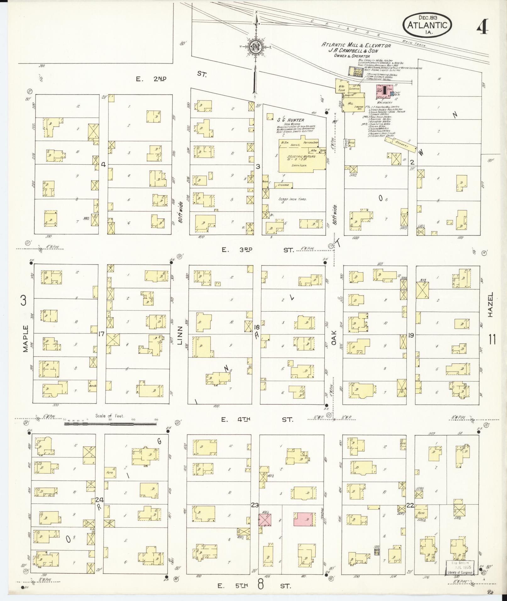 Sanborn Fire Insurance Map from Atlantic, Cass County, Iowa (1913), Sheet #0004 - Historic Sanborn Fire Insurance Map Print, vintage old map wall art