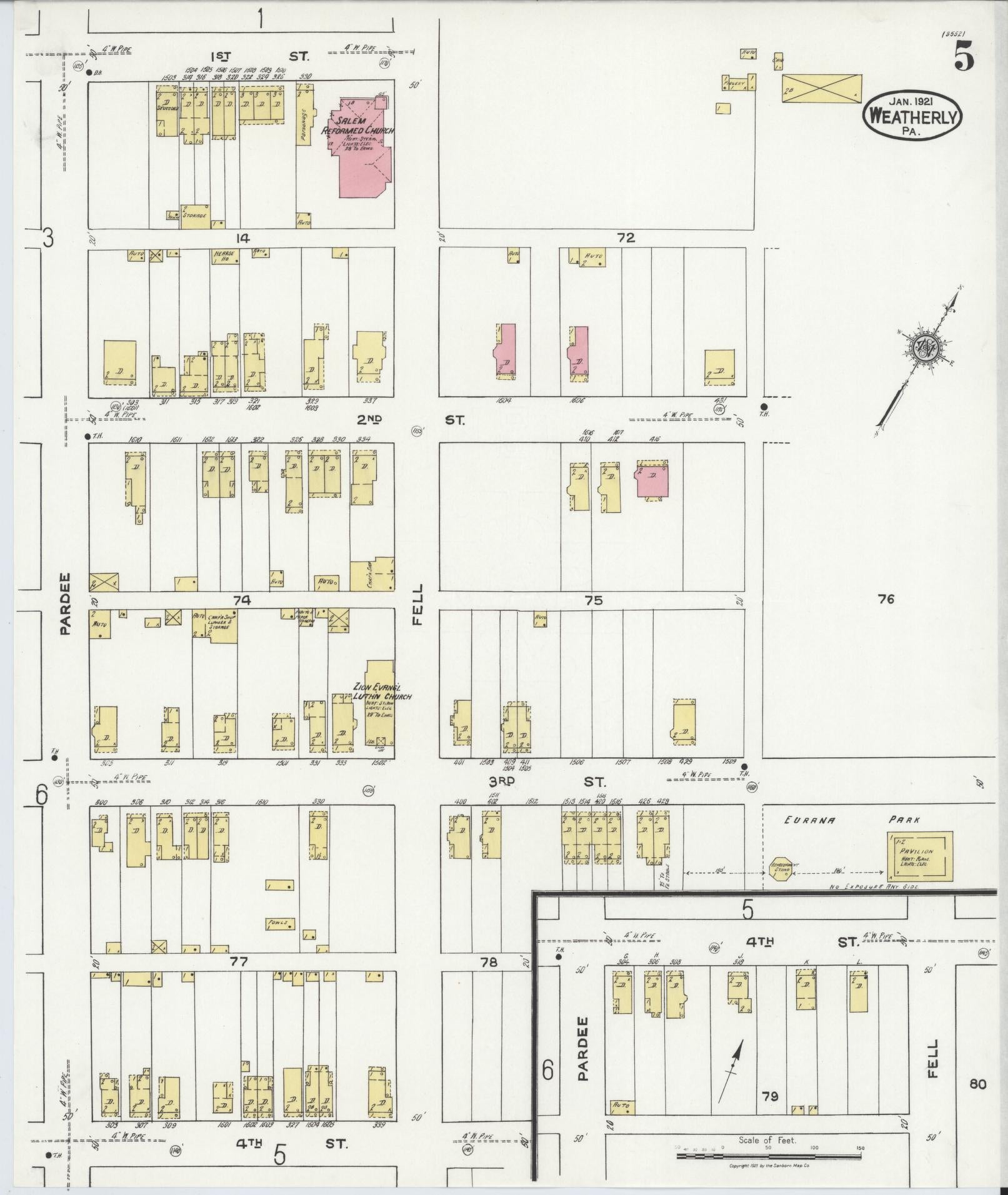 Sanborn Fire Insurance Map from Weatherly, Carbon County, Pennsylvania (1921), Sheet #0005 - Complete Map Set gallery image, historic Sanborn map, vintage wall art, Pennsylvania Pennsylvania