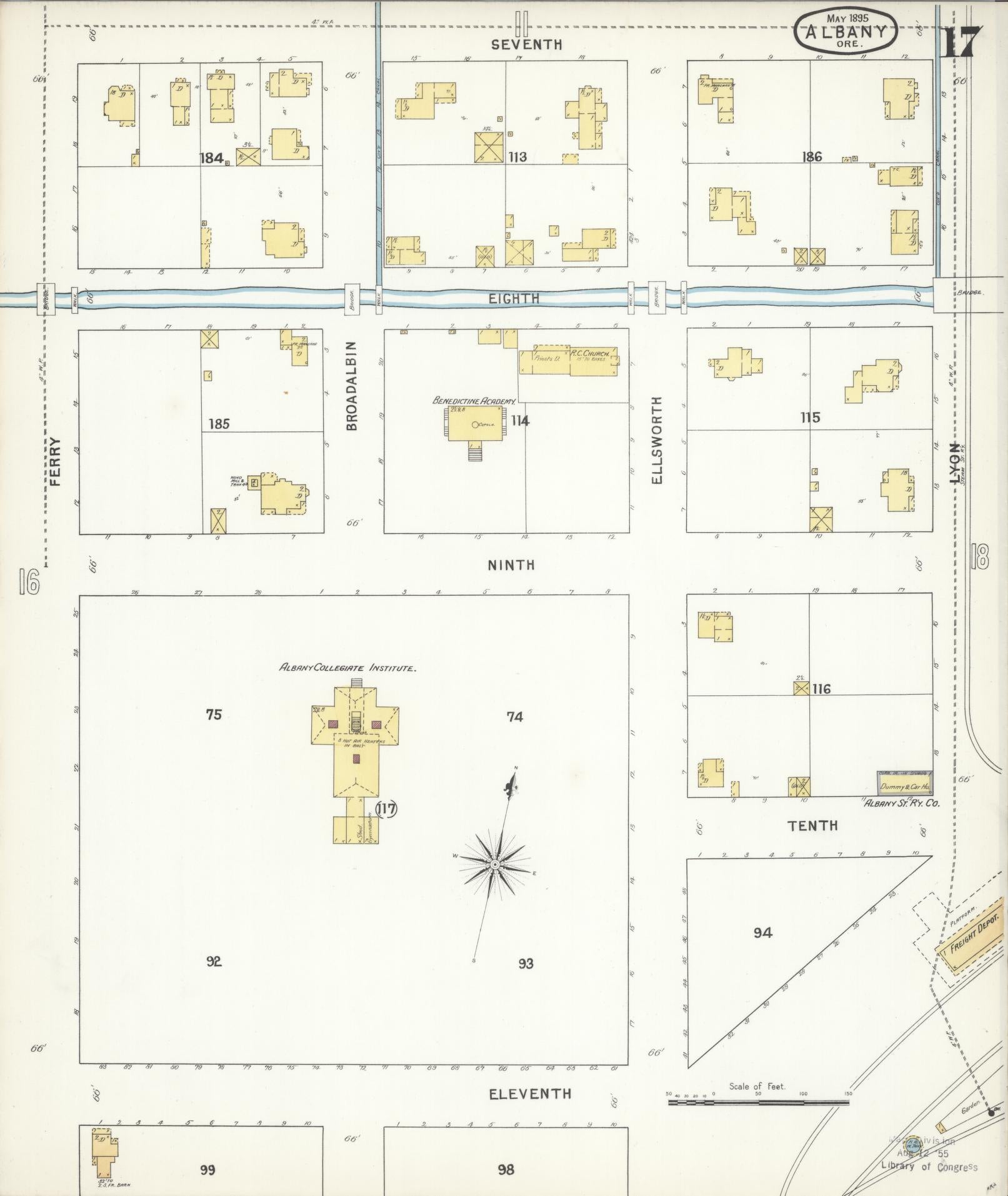 Sanborn Fire Insurance Map from Albany, Linn County, Oregon (1895), Sheet #0017 - Complete Map Set gallery image, historic Sanborn map, vintage wall art, Oregon Oregon