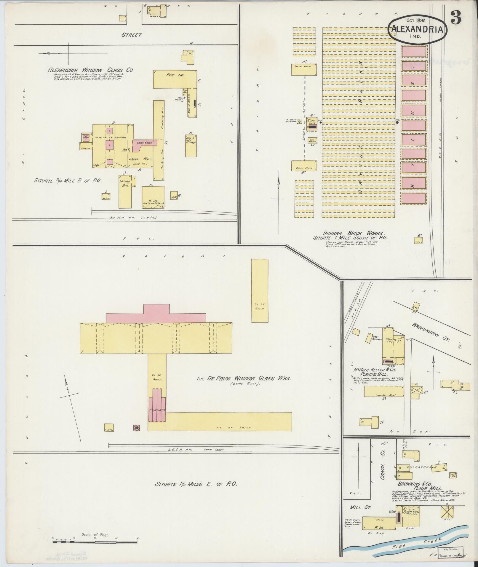 Sanborn Fire Insurance Map from Alexandria, Madison County, Indiana (1892), Sheet #0003 - Historic Sanborn Fire Insurance Map Print, vintage old map wall art, antique decor, genealogy gift, Indiana Indiana map