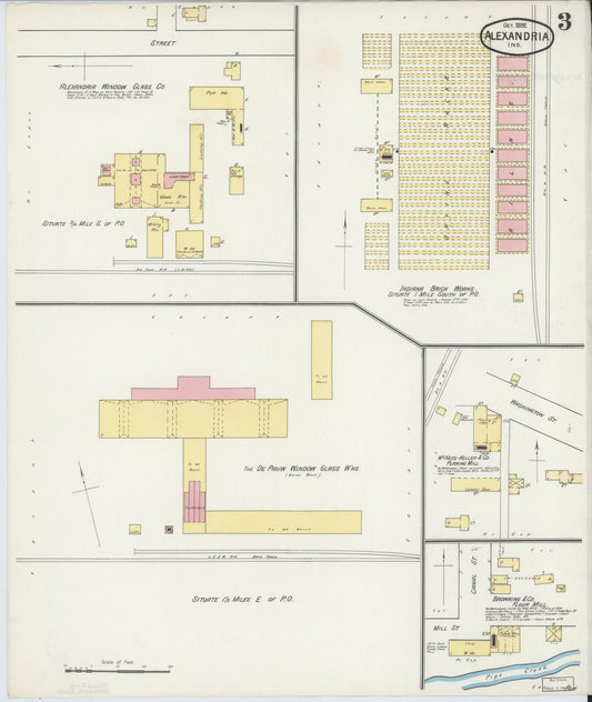 Sanborn Fire Insurance Map from Alexandria, Madison County, Indiana (1892), Sheet #0003 - Historic Sanborn Fire Insurance Map Print, vintage old map wall art, antique decor, genealogy gift, Indiana Indiana map
