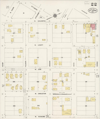 Sanborn Fire Insurance Map from Saint Johns, Multnomah County, Oregon (1911), Sheet #0022 - Complete Map Set gallery image, historic Sanborn map, vintage wall art, Oregon Oregon