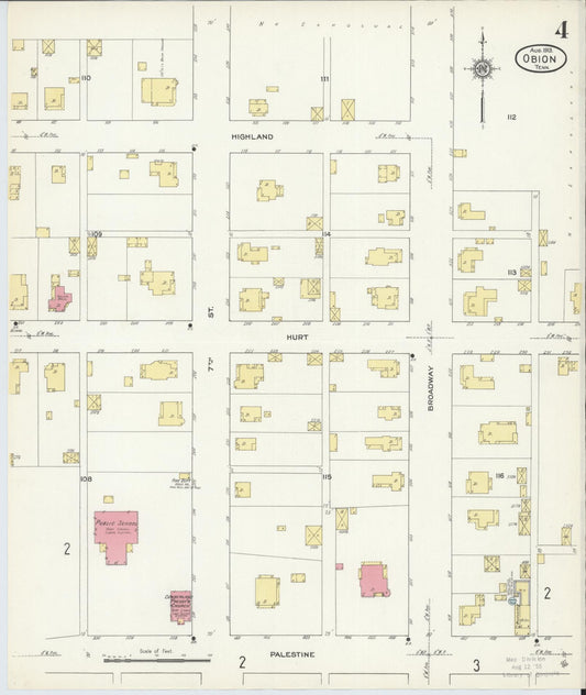 Sanborn Fire Insurance Map from Obion, Obion County, Tennessee (1913), Sheet #0004 - Historic Sanborn Fire Insurance Map Print, vintage old map wall art, antique decor, genealogy gift, Tennessee Tennessee map