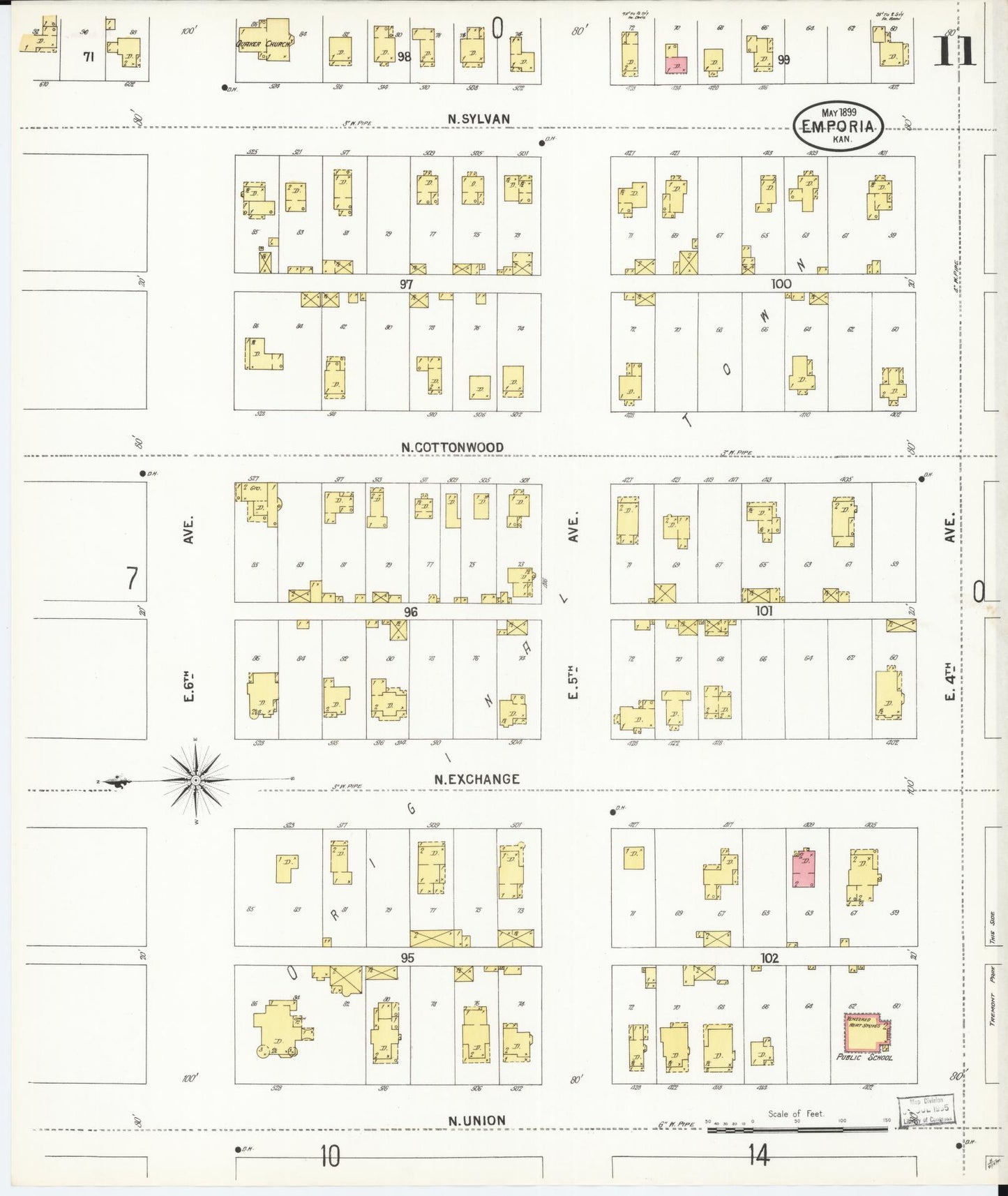 Sanborn Fire Insurance Map from Emporia, Lyon County, Kansas (1899), Sheet #0011 - Historic Sanborn Fire Insurance Map Print, vintage old map wall art, antique decor, genealogy gift, Kansas Kansas map
