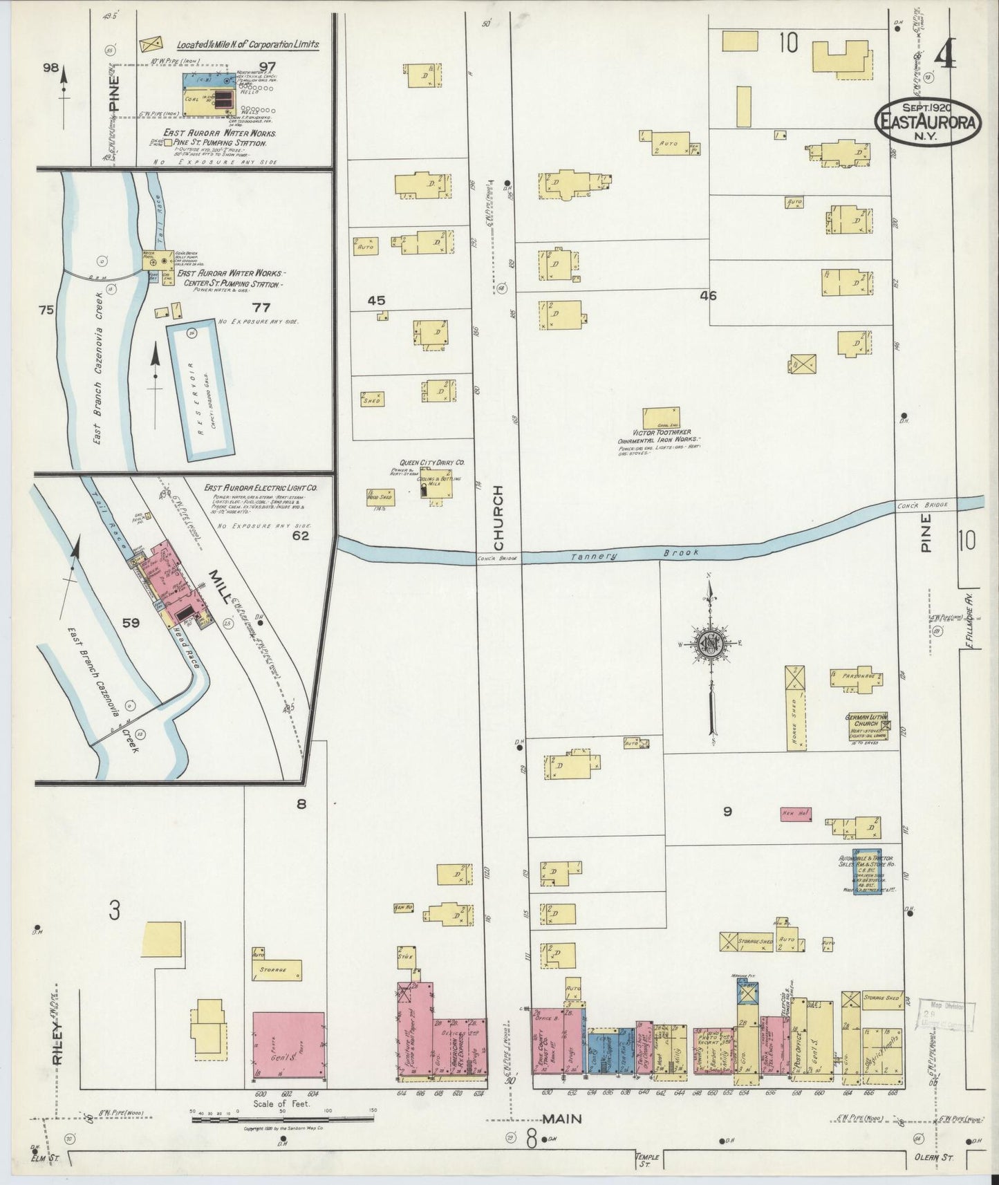 Sanborn Fire Insurance Map from East Aurora, Erie County, New York (1920), Sheet #0004 - Complete Map Set gallery image, historic Sanborn map, vintage wall art, New York New York