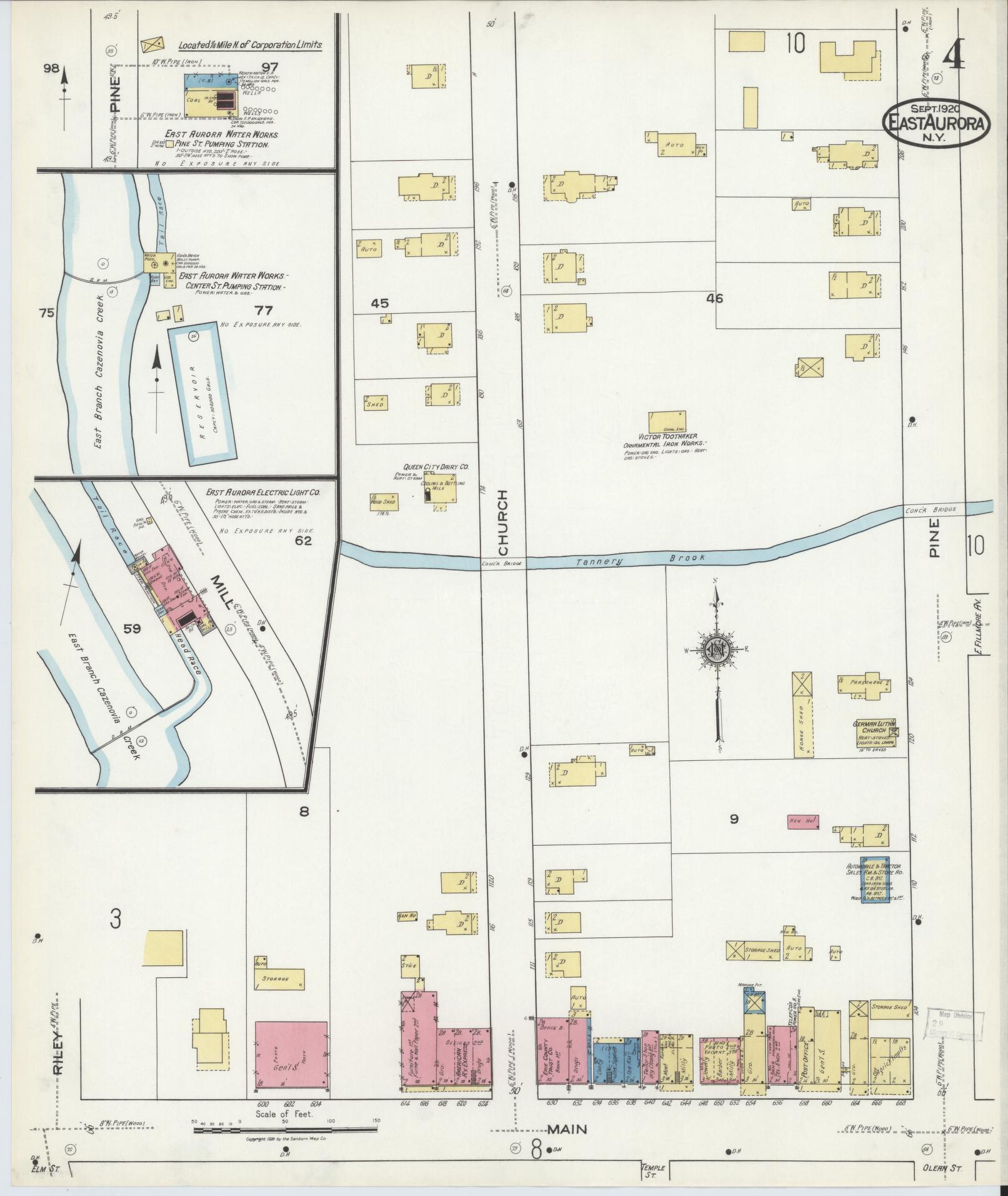 Sanborn Fire Insurance Map from East Aurora, Erie County, New York (1920), Sheet #0004 - Complete Map Set gallery image, historic Sanborn map, vintage wall art, New York New York