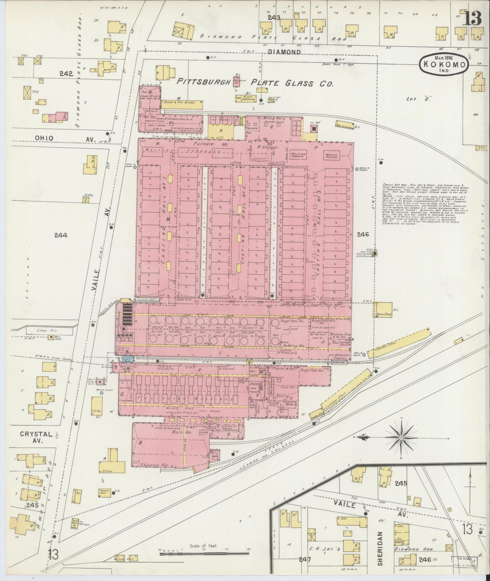 Sanborn Fire Insurance Map from Kokomo, Howard County, Indiana (1896), Sheet #0013 - Complete Map Set gallery image, historic Sanborn map, vintage wall art, Indiana Indiana