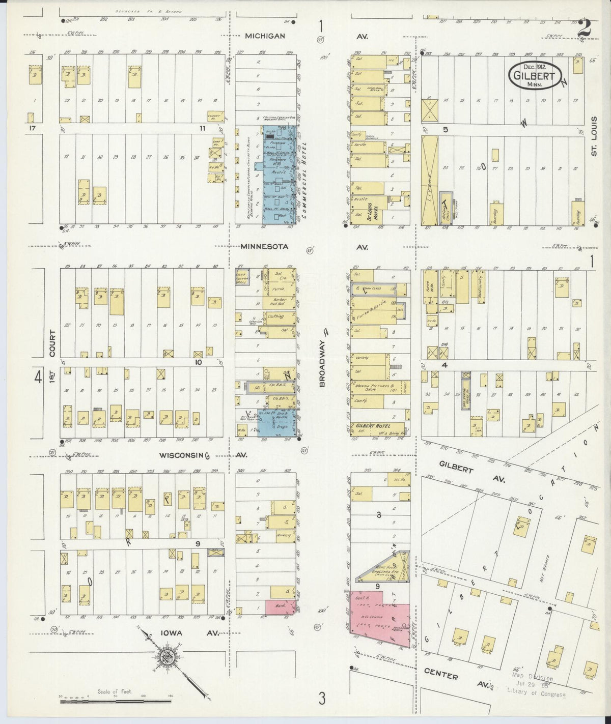 Sanborn Fire Insurance Map from Gilbert, Saint Louis County, Minnesota (1912), Sheet #0002 - Complete Map Set gallery image, historic Sanborn map, vintage wall art, Minnesota Minnesota