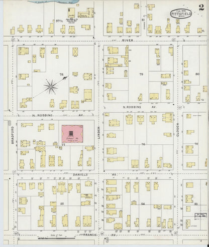 Sanborn Fire Insurance Map from Pittsfield, Berkshire County, Massachusetts (1895), Sheet #0002 - Historic Sanborn Fire Insurance Map Print, vintage old map wall art, antique decor, genealogy gift, Massachusetts Massachusetts map