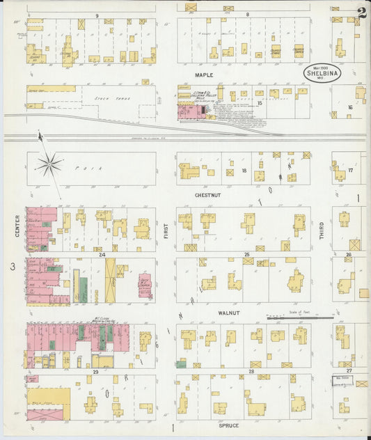 Sanborn Fire Insurance Map from Shelbina, Shelby County, Missouri (1900), Sheet #0002 - Historic Sanborn Fire Insurance Map Print, vintage old map wall art, antique decor, genealogy gift, Missouri Missouri map