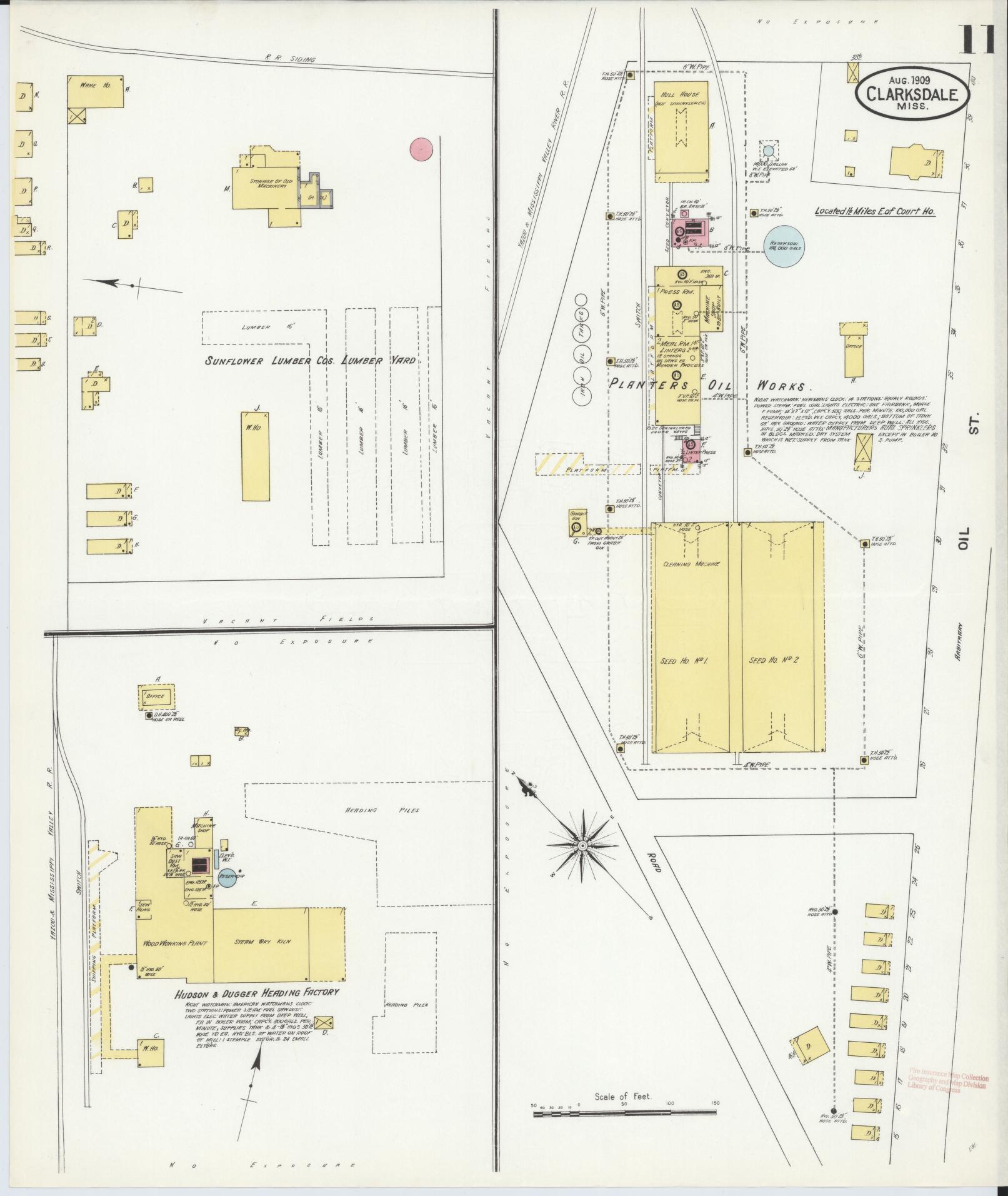 Sanborn Fire Insurance Map from Clarksdale, Coahoma County, Mississippi (1909), Sheet #0011 - Historic Sanborn Fire Insurance Map Print, vintage old map wall art, antique decor, genealogy gift, Mississippi Mississippi map