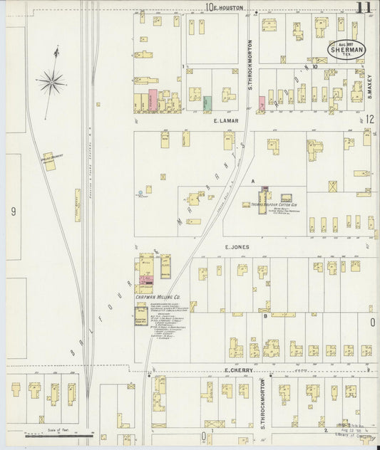 Sanborn Fire Insurance Map from Sherman, Grayson County, Texas (1897), Sheet #0011 - Historic Sanborn Fire Insurance Map Print, vintage old map wall art, antique decor, genealogy gift, Texas Texas map