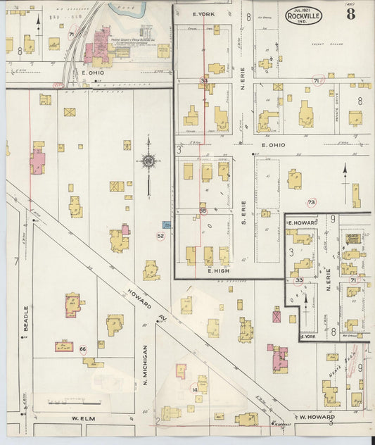Sanborn Fire Insurance Map from Rockville, Parke County, Indiana (1932), Sheet #0008 - Historic Sanborn Fire Insurance Map Print, vintage old map wall art, antique decor, genealogy gift, Indiana Indiana map