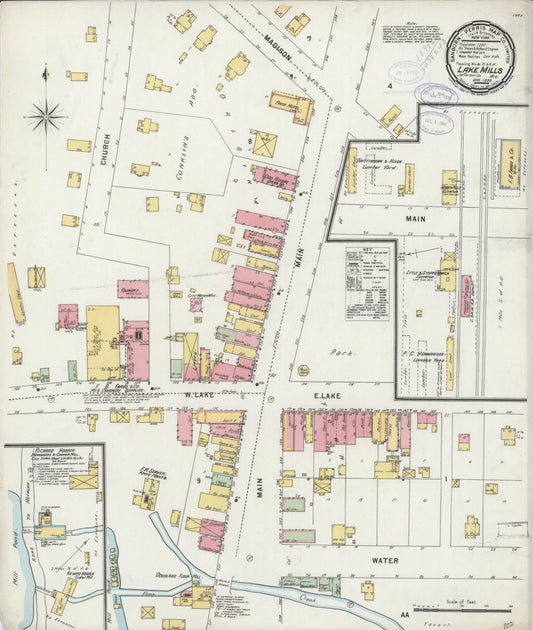 Sanborn Fire Insurance Map from Lake Mills, Jefferson County, Wisconsin (1898), Sheet #0001 - Historic Sanborn Fire Insurance Map Print, vintage old map wall art, antique decor, genealogy gift, Wisconsin Wisconsin map