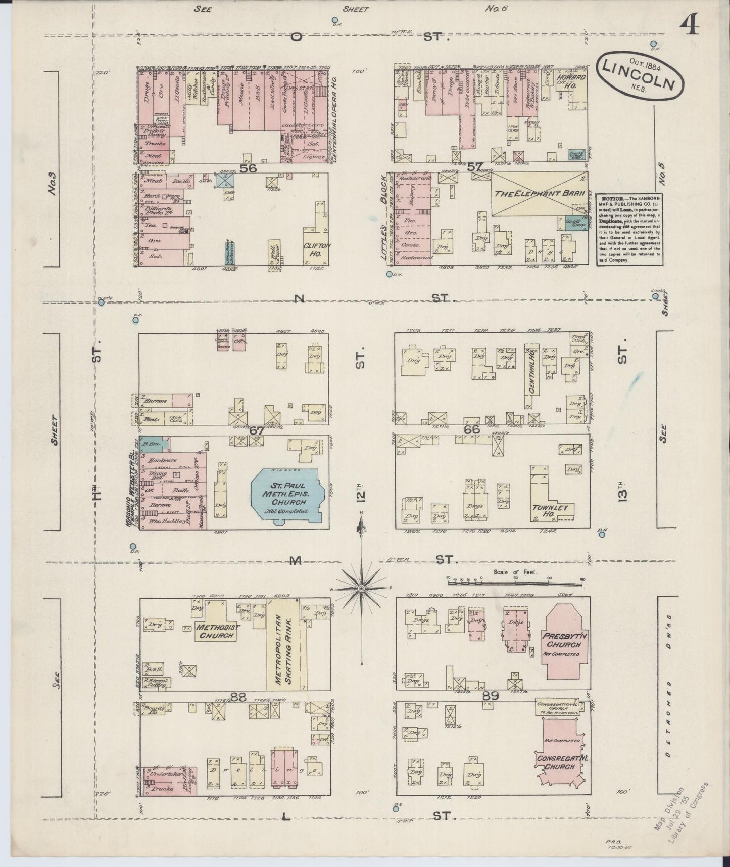 Sanborn Fire Insurance Map from Lincoln, Lancaster County, Nebraska (Unknown), Sheet #0004 - Complete Map Set gallery image, historic Sanborn map, vintage wall art, Nebraska Nebraska