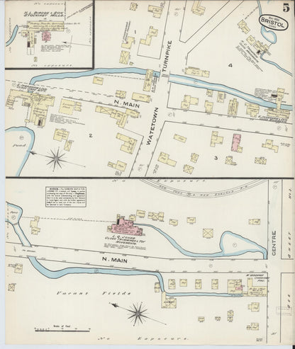 Sanborn Fire Insurance Map from Bristol, Hartford County, Connecticut (1884), Sheet #0005 - Complete Map Set gallery image, historic Sanborn map, vintage wall art, Connecticut Connecticut