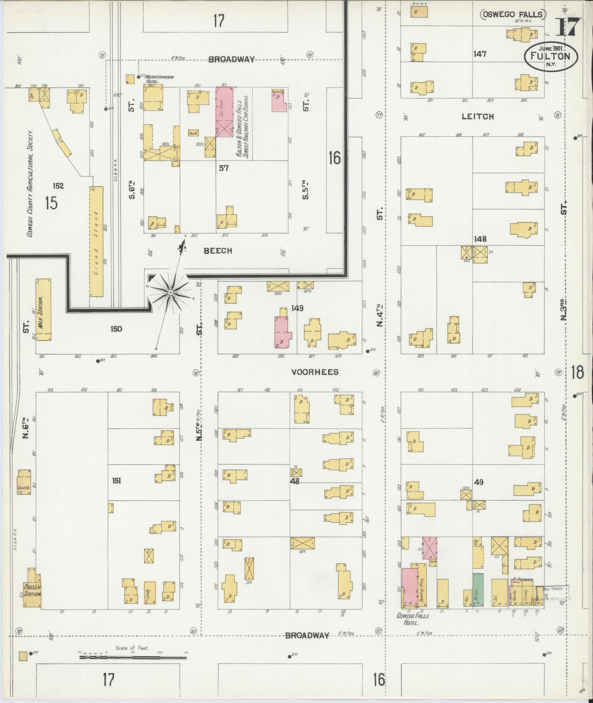 Sanborn Fire Insurance Map from Fulton, Oswego County, New York (1901), Sheet #0017 - Complete Map Set gallery image, historic Sanborn map, vintage wall art, New York New York