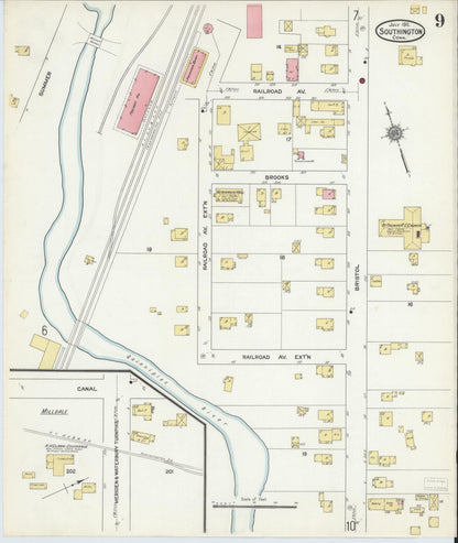 Sanborn Fire Insurance Map from Southington, Hartford County, Connecticut (1911), Sheet #0009 - Complete Map Set gallery image, historic Sanborn map, vintage wall art, Connecticut Connecticut