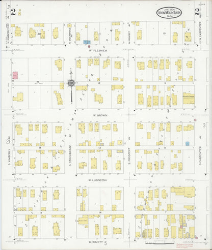 Sanborn Fire Insurance Map from Iron Mountain, Dickinson County, Michigan (1930), Sheet #0002 - Complete Map Set gallery image, historic Sanborn map, vintage wall art, Michigan Michigan