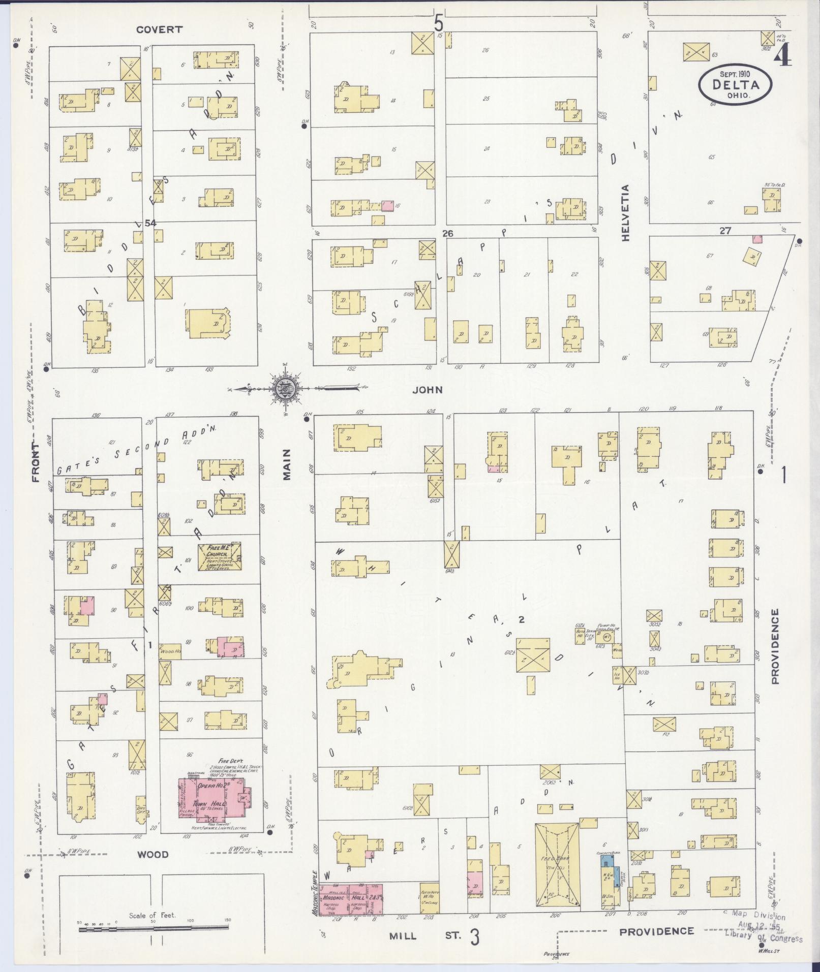 Sanborn Fire Insurance Map from Delta, Fulton County, Ohio (1910), Sheet #0004 - Historic Sanborn Fire Insurance Map Print, vintage old map wall art, antique decor, genealogy gift, Ohio Ohio map
