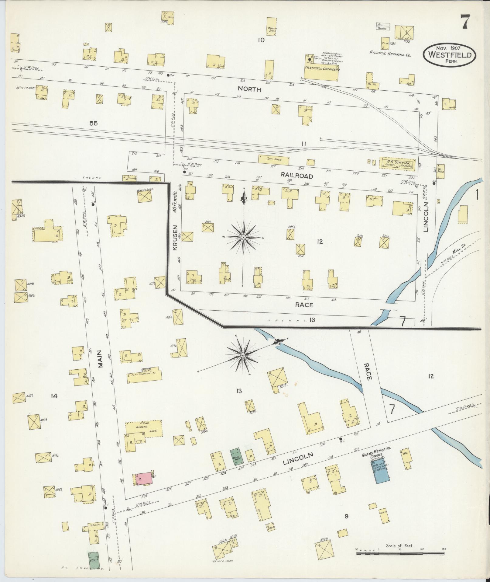 Sanborn Fire Insurance Map from Westfield, Tioga County, Pennsylvania (1907), Sheet #0007 - Complete Map Set gallery image, historic Sanborn map, vintage wall art, Pennsylvania Pennsylvania