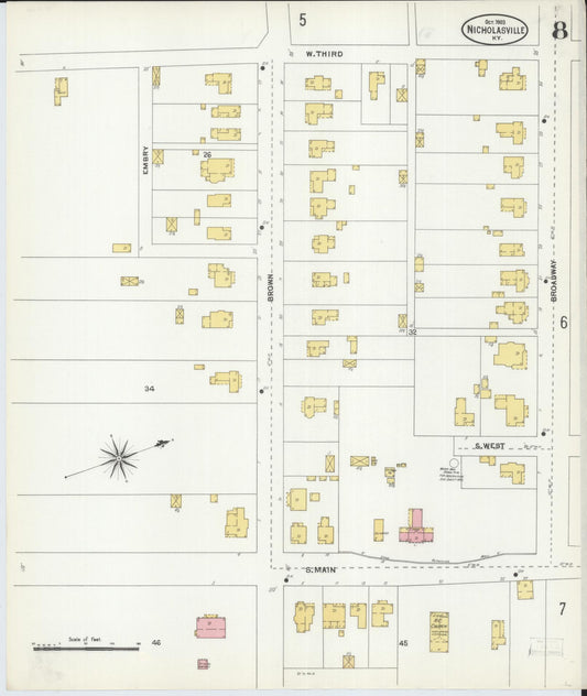 Sanborn Fire Insurance Map from Nicholasville, Jessamine County, Kentucky (1903), Sheet #0008 - Historic Sanborn Fire Insurance Map Print, vintage old map wall art, antique decor, genealogy gift, Kentucky Kentucky map