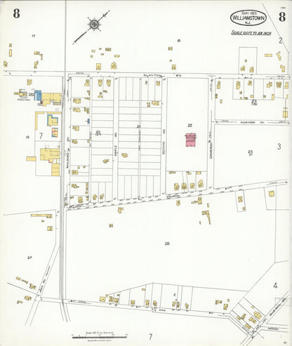 Sanborn Fire Insurance Map from Williamstown, Gloucester County, New Jersey (1923), Sheet #0008 - Historic Sanborn Fire Insurance Map Print, vintage old map wall art, antique decor, genealogy gift, New Jersey New Jersey map