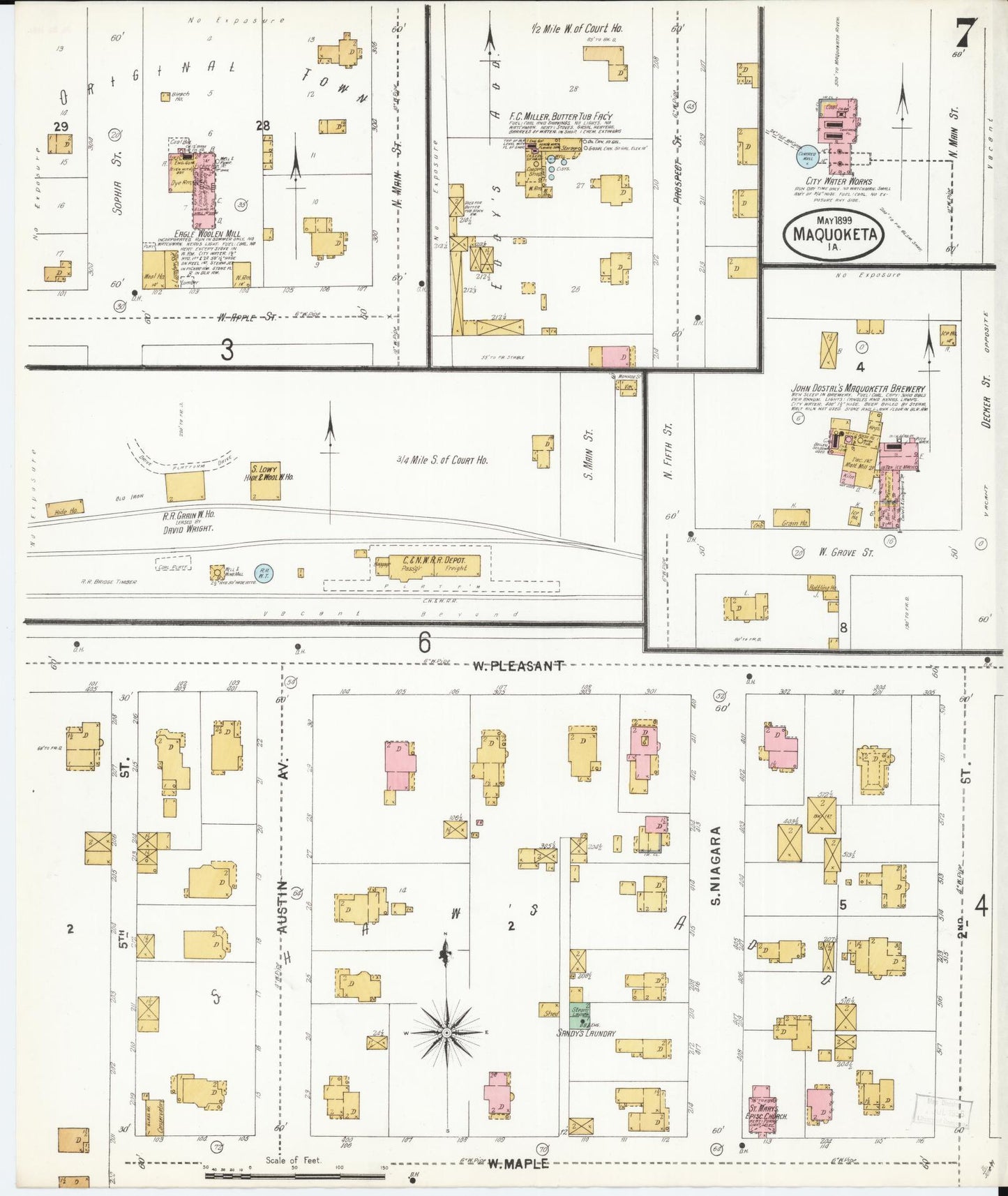 Sanborn Fire Insurance Map from Maquoketa, Jackson County, Iowa (1899), Sheet #0007 - Historic Sanborn Fire Insurance Map Print