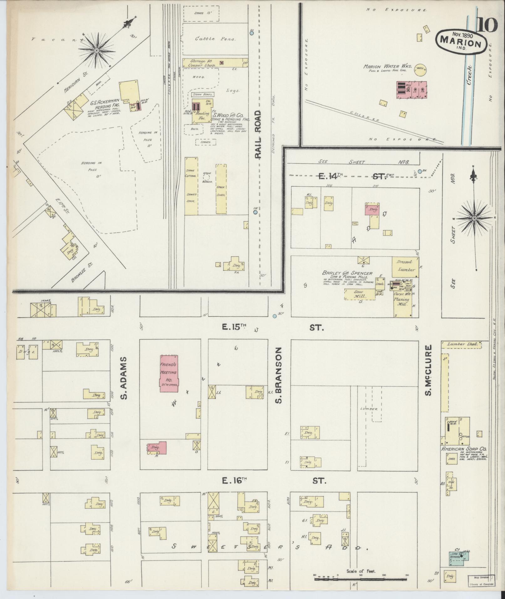 Sanborn Fire Insurance Map from Marion, Grant County, Indiana (1890), Sheet #0010 - Complete Map Set gallery image, historic Sanborn map, vintage wall art, Indiana Indiana