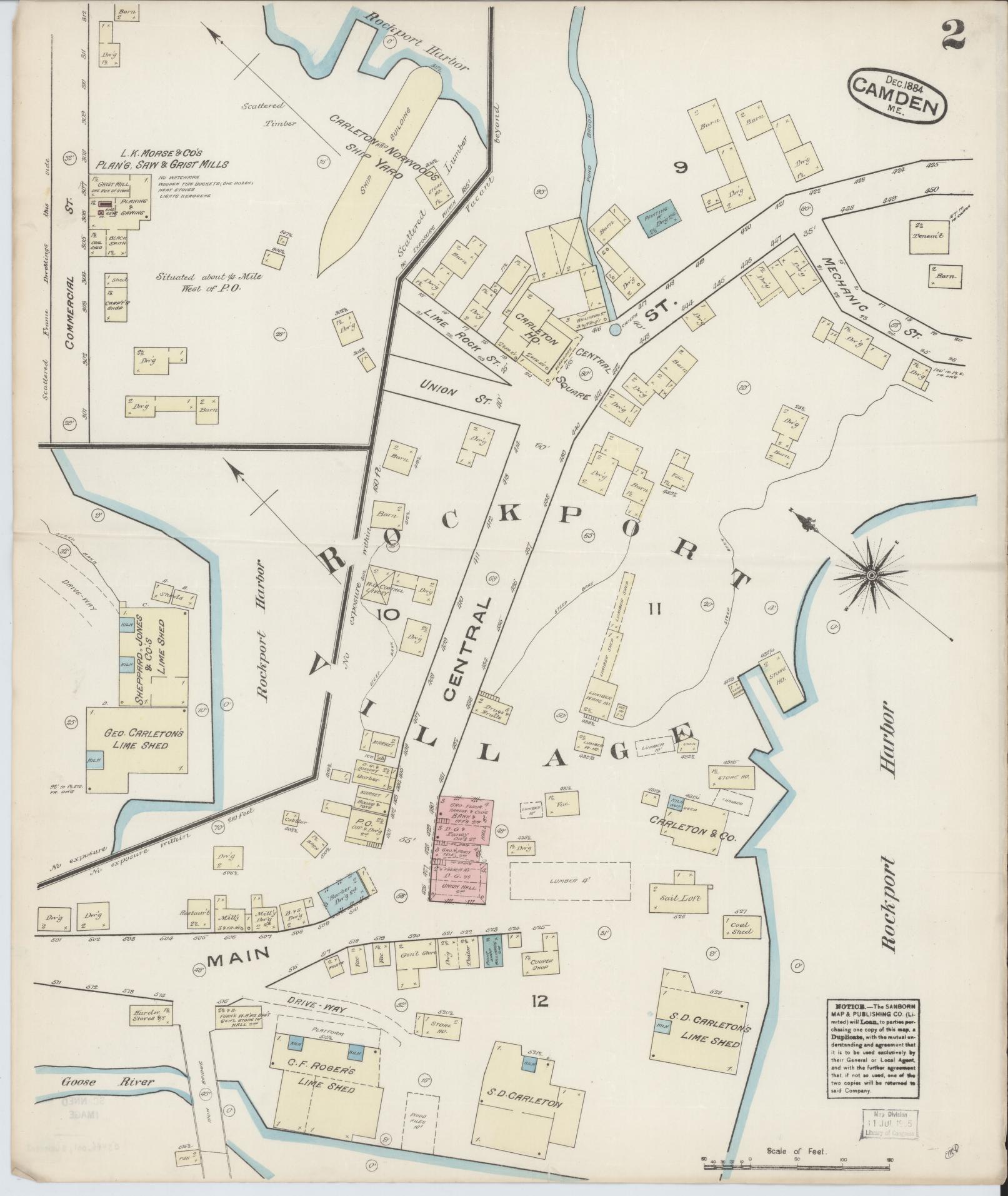 Sanborn Fire Insurance Map from Camden, Knox County, Maine (1884), Sheet #0002 - Complete Map Set gallery image, historic Sanborn map, vintage wall art, Maine Maine