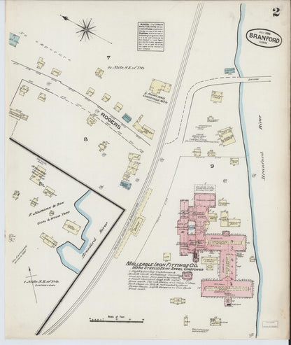 Sanborn Fire Insurance Map from Branford, New Haven County, Connecticut (1884), Sheet #0002 - Complete Map Set gallery image, historic Sanborn map, vintage wall art, Connecticut Connecticut