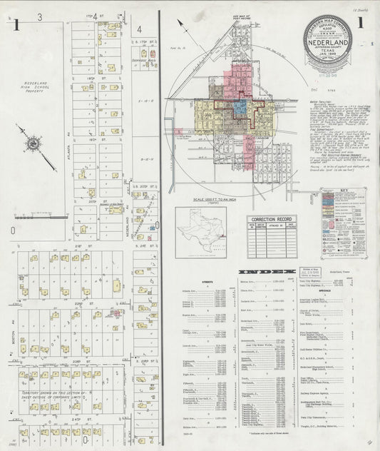 Sanborn Fire Insurance Map from Nederland, Jefferson County, Texas (1949), Sheet #0001 - Complete Map Set gallery image, historic Sanborn map, vintage wall art, Texas Texas