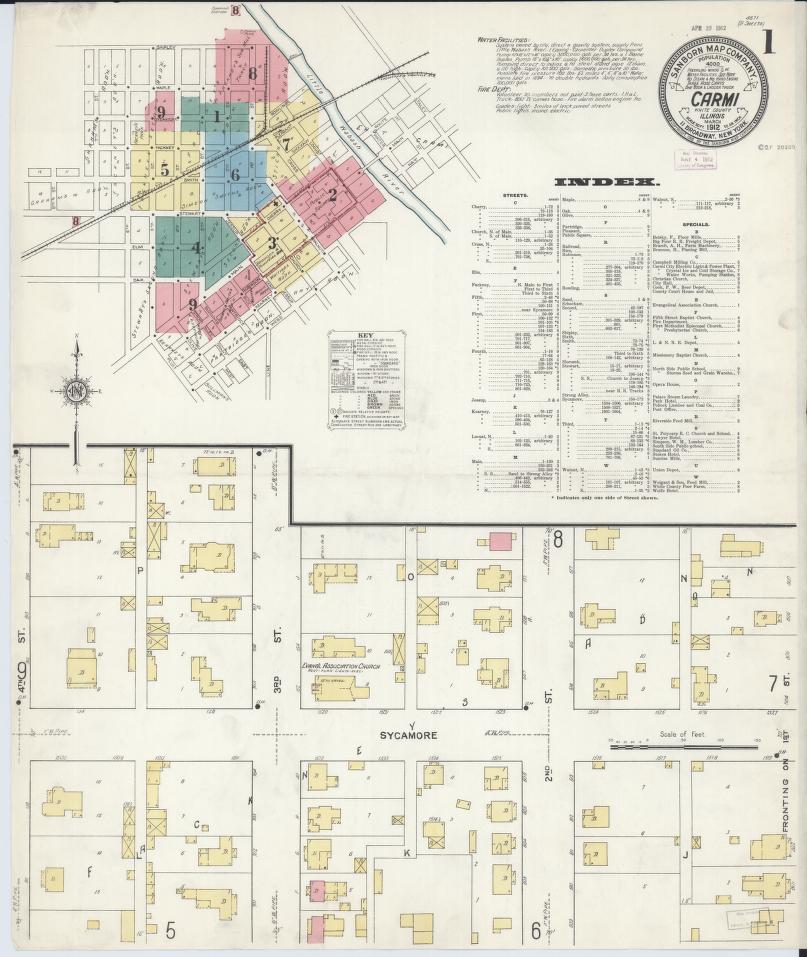 Sanborn Fire Insurance Map from Carmi, White County, Illinois. (1912) – Map View