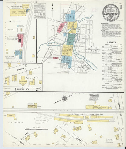 Sanborn Fire Insurance Map from Eaton Rapids, Eaton County, Michigan (1911), Sheet #0001 - Complete Map Set gallery image, historic Sanborn map, vintage wall art, Michigan Michigan
